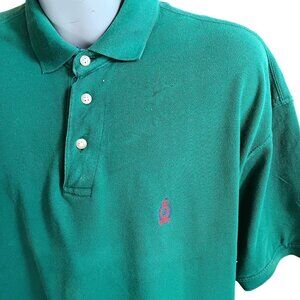 XL Vintage Polo Shirt Bugle Boy Green Crest Logo 100% Cotton Classic Fit Knit